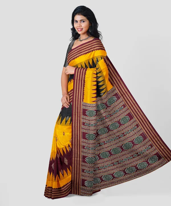 Black__Bharat_Printed_Sambalpuri_Pure_Cotton_Saree_For_Women