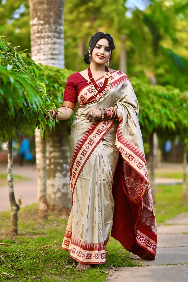 Ethnic_Sarees_Sambalpuri_silk_patta_saree_Chiku_
