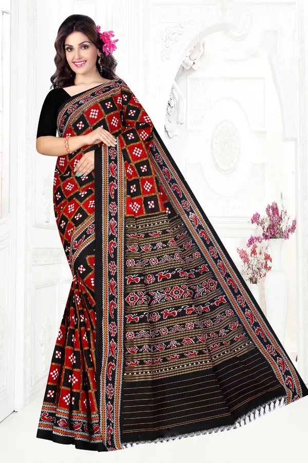 Multicolor__Bharat_Printed_Sambalpuri_Pure_Cotton_soft__Saree_For_Women