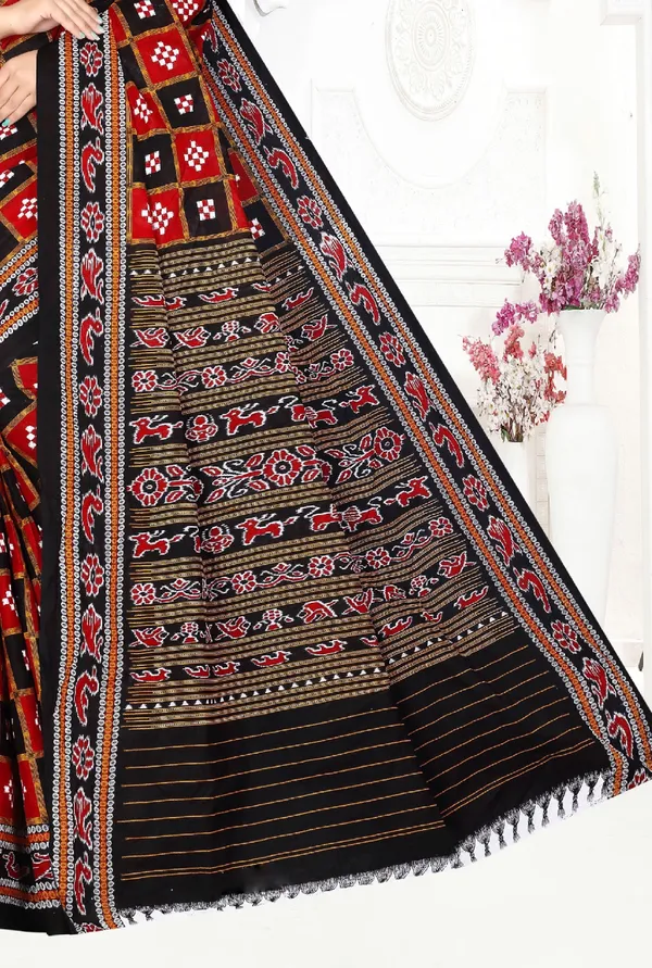 Multicolor__Bharat_Printed_Sambalpuri_Pure_Cotton_soft__Saree_For_Women