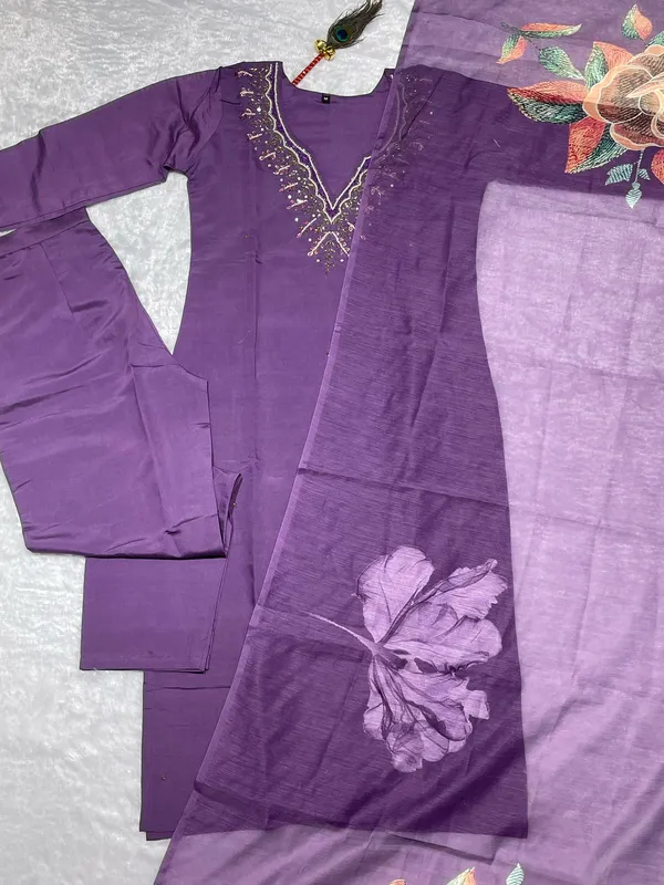 Purple_Roman_Cotton_Hand_Work_Kurta_Dupatta_Set_For_Women