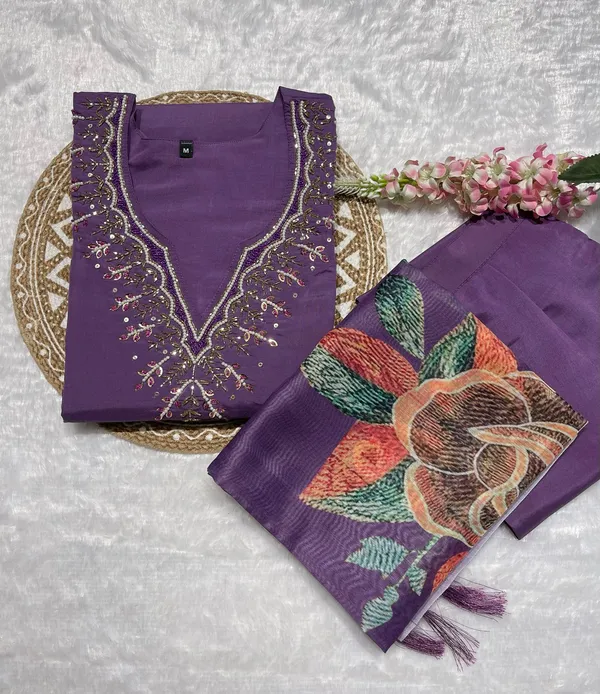 Purple_Roman_Cotton_Hand_Work_Kurta_Dupatta_Set_For_Women