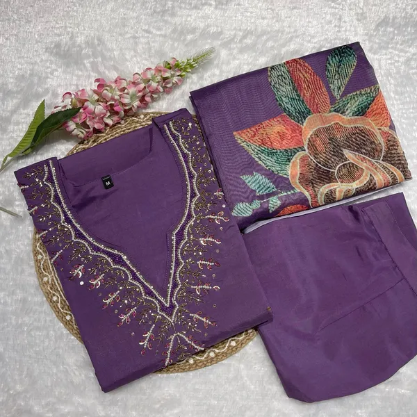 Purple_Roman_Cotton_Hand_Work_Kurta_Dupatta_Set_For_Women