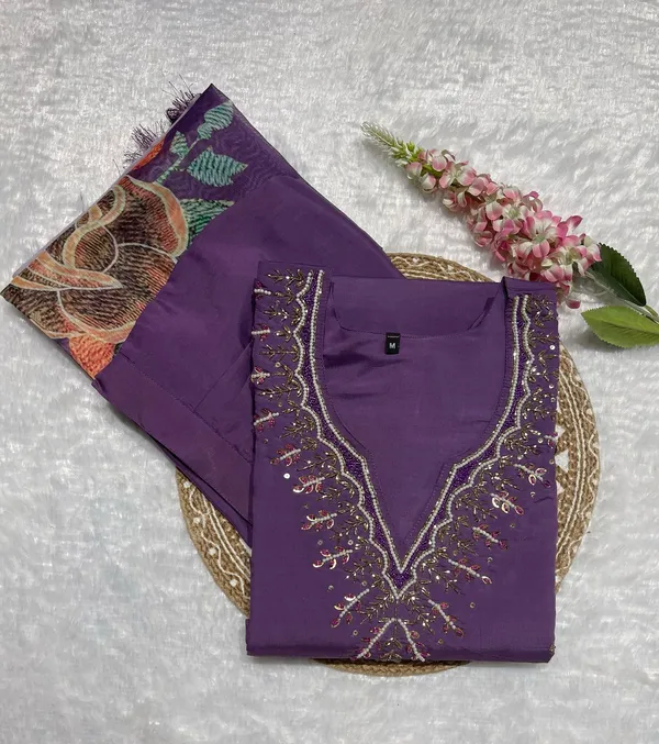 Purple_Roman_Cotton_Hand_Work_Kurta_Dupatta_Set_For_Women
