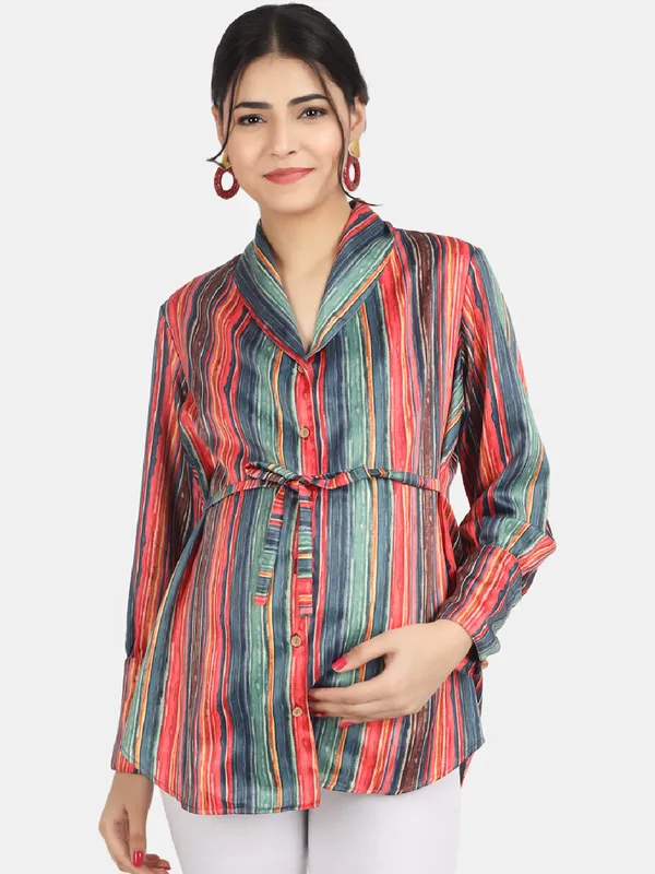 Maaze_-_Stripe_Print_Shawl_Collar_Maternity_Shirt