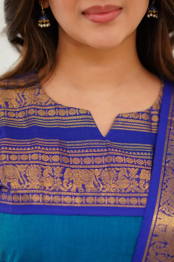 Blue_Shade_Cotton_Kurta_And_Dupatta_For_Women