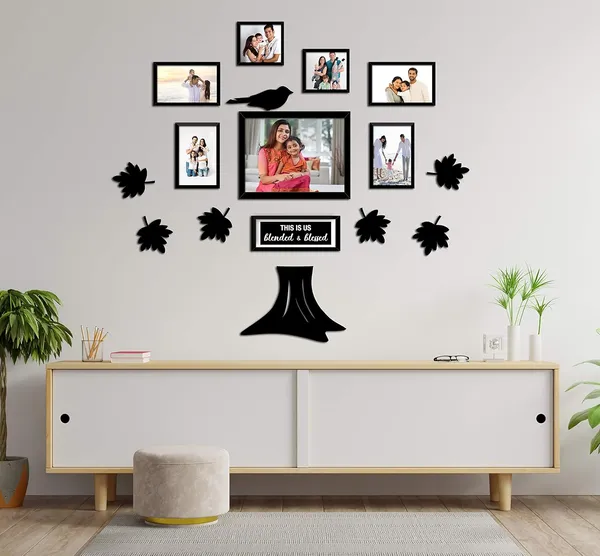 Black_Family_Tree_Photo_Frame_Set_Of_8_Individual_Wall_Collage_Photo_Frame_With_Mdf_Plaque_-_6_Flower,1_Trunk,_And_1_Birds_For_Living_Room,_Decorative_|_Customizable
