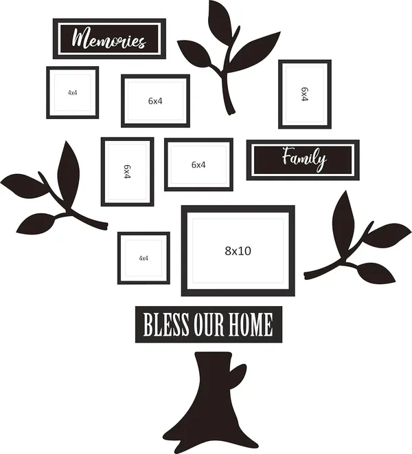Black_Family_Tree_Photo_Frame_Set_Of_10_Individual_Wall_Collage_Photo_Frame_With_Mdf_Plaque_-_3_Leaf,1_Trunk,1_Family_And_2_Birds_For_Living_Room,_Decorative_|_Customizable