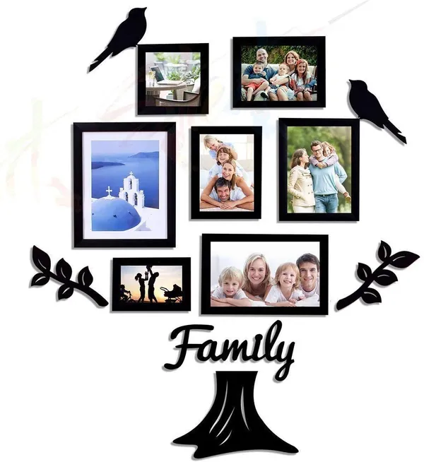 Black_Family_Tree_Photo_Frame_Set_Of_7_Individual_Wall_Collage_Photo_Frame_With_Mdf_Plaque_-_2_Leaf,1_Trunk,1_Family_And_2_Birds_For_Living_Room,_Decorative_|_Customizable