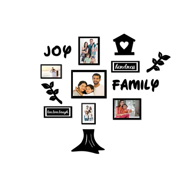 Black_Family_Tree_Photo_Frame_Set_Of_7_Individual_Wall_Collage_Photo_Frame_With_Mdf_Plaque_-_2_Leaf,1_Trunk_And_Text_Cut_Out_For_Living_Room,_Decorative_|_Customizable