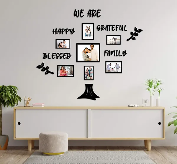 Black_Family_Tree_Photo_Frame_Set_Of_7_Individual_Wall_Collage_Photo_Frame_With_Mdf_Plaque_-_2_Leaf,1_Trunk_And_Text_Cut_Out_For_Living_Room,_Decorative_|_Customizable