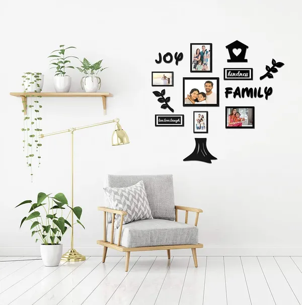 Black_Family_Tree_Photo_Frame_Set_Of_7_Individual_Wall_Collage_Photo_Frame_With_Mdf_Plaque_-_2_Leaf,1_Trunk_And_Text_Cut_Out_For_Living_Room,_Decorative_|_Customizable