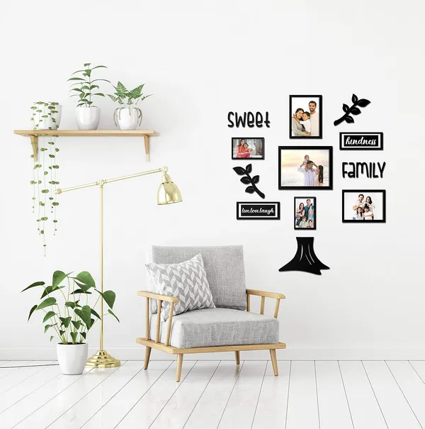 Black_Family_Tree_Photo_Frame_Set_Of_7_Individual_Wall_Collage_Photo_Frame_With_Mdf_Plaque_-_2_Leaf,1_Trunk_And_Text_Cut_Out_For_Living_Room,_Decorative_|_Customizable