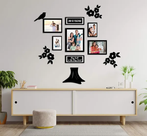 Black_Family_Tree_Photo_Frame_Set_Of_7_Individual_Wall_Collage_Photo_Frame_With_Mdf_Plaque_-_3_Flowers,1_Trunk_And_1_Bird_For_Living_Room,_Decorative_|_Customizable