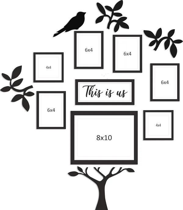 Black_Family_Tree_Photo_Frame_Set_Of_8_Individual_Wall_Collage_Photo_Frame_With_Mdf_Plaque_-_3_Leaf,1_Trunk,_And_1_Birds_For_Living_Room,_Decorative_|_Customizable