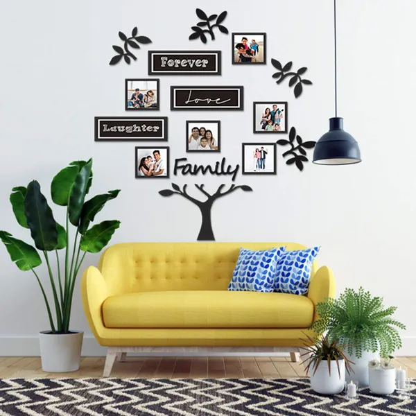 Black_Family_Tree_Photo_Frame_Set_Of_9_Individual_Wall_Collage_Photo_Frame_With_Mdf_Plaque_-_4_Leaf,1_Trunk,1_Family_For_Living_Room,_Decorative_|_Customizable