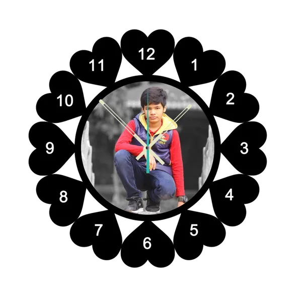 Black_Personalized_Photo_Wall_Clock_??_Custom_Mdf_Wooden_Clock_-_Design_04_|_Customizable