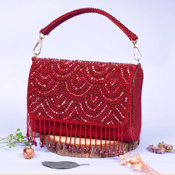 OSTY_VELMI_Bridal_Clutch_with_Pearl_Arch_Embroidery,_Beaded_Tassels_&_Dual_Handle_Option_|_Jute_Back_Finish