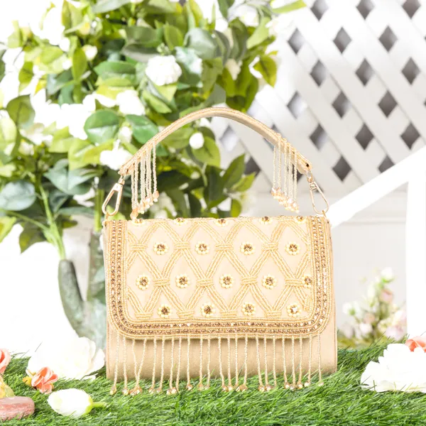 OSTY_MEHZA_Designer_Bridal_Clutch_with_Diamond_Zari_Embroidery,_Gold_Beaded_Fringe_&_Dual_Strap_|_Suede_Finish_Back