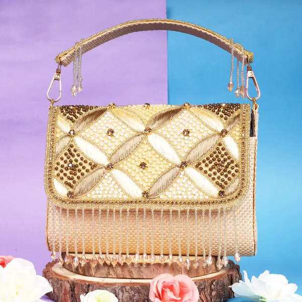 OSTY_ZAYRA_Premium_Bridal_Clutch_with_Zari_Embroidery,_Beaded_Fringe_&_Dual_Strap_|_Luxe_Golden_Clutch_with_Jute_Back
