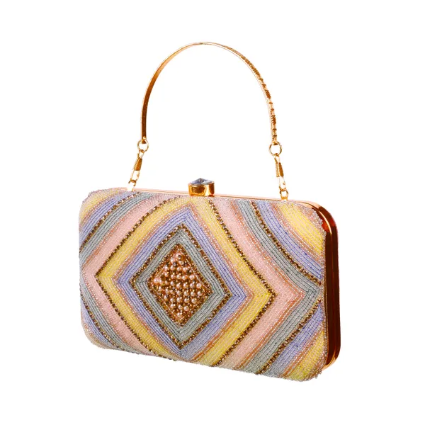 OSTY_AMOLYA_Handcrafted_Chevron_Zari_&_Pearl_Embroidered_Bridal_Clutch_|_Dual_Carry_–_Handle_&_Sling_|_Festive_Luxury_Purse