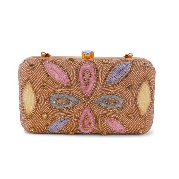 OSTY_IVIRAA_Premium_Multicolor_Hand_Zari_Embroidered_Clutch_|_Crystal_Clasp_|_Gold_Handle_&_Sling_Chain_|_Bridal_Party_Purse