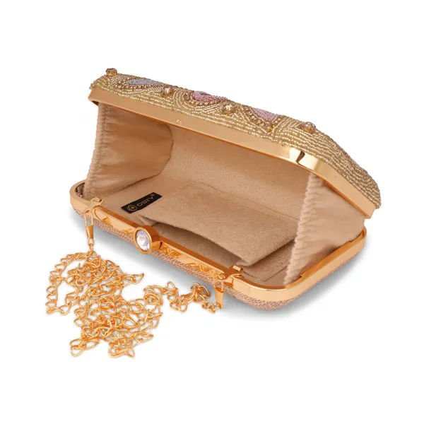 OSTY_IVIRAA_Premium_Multicolor_Hand_Zari_Embroidered_Clutch_|_Crystal_Clasp_|_Gold_Handle_&_Sling_Chain_|_Bridal_Party_Purse