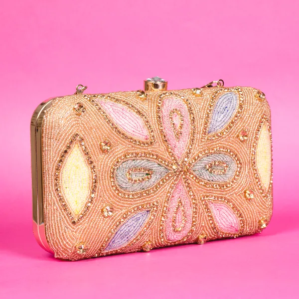 OSTY_IVIRAA_Premium_Multicolor_Hand_Zari_Embroidered_Clutch_|_Crystal_Clasp_|_Gold_Handle_&_Sling_Chain_|_Bridal_Party_Purse