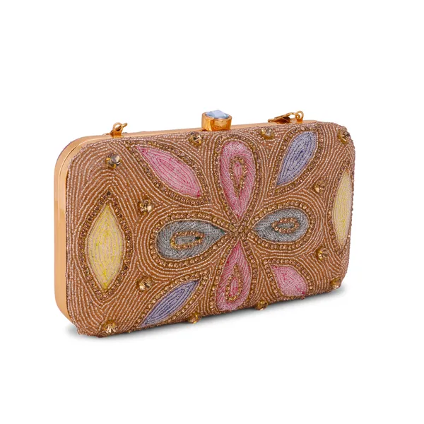 OSTY_IVIRAA_Premium_Multicolor_Hand_Zari_Embroidered_Clutch_|_Crystal_Clasp_|_Gold_Handle_&_Sling_Chain_|_Bridal_Party_Purse