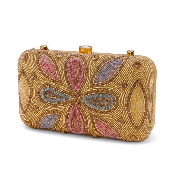 OSTY_IVIRAA_Premium_Multicolor_Hand_Zari_Embroidered_Clutch_|_Crystal_Clasp_|_Gold_Handle_&_Sling_Chain_|_Bridal_Party_Purse