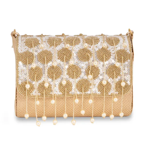 OSTY_LUMÉ_Bridal_Clutch_with_Spiral_Pearl_Zari_Work,_Sequin_Embellishment_&_Dual_Carry_Options_|_Jute_Back_Finish