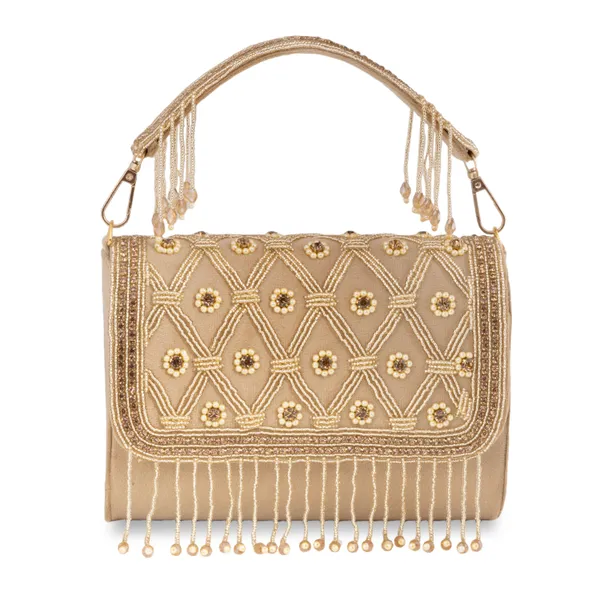 OSTY_MEHZA_Designer_Bridal_Clutch_with_Diamond_Zari_Embroidery,_Gold_Beaded_Fringe_&_Dual_Strap_|_Suede_Finish_Back