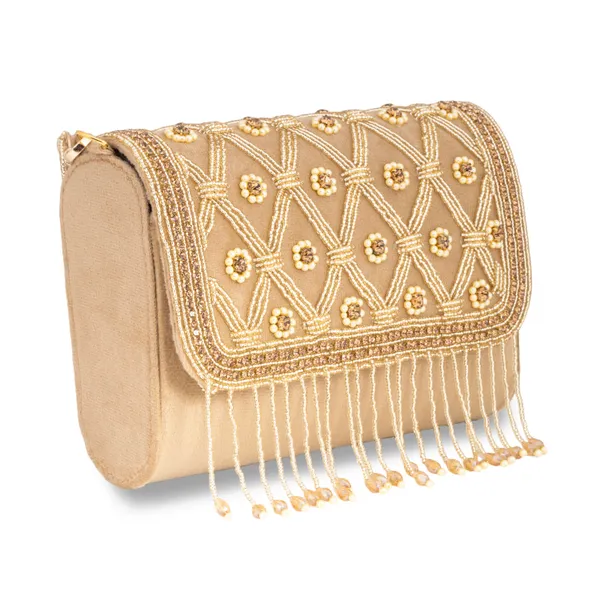 OSTY_MEHZA_Designer_Bridal_Clutch_with_Diamond_Zari_Embroidery,_Gold_Beaded_Fringe_&_Dual_Strap_|_Suede_Finish_Back