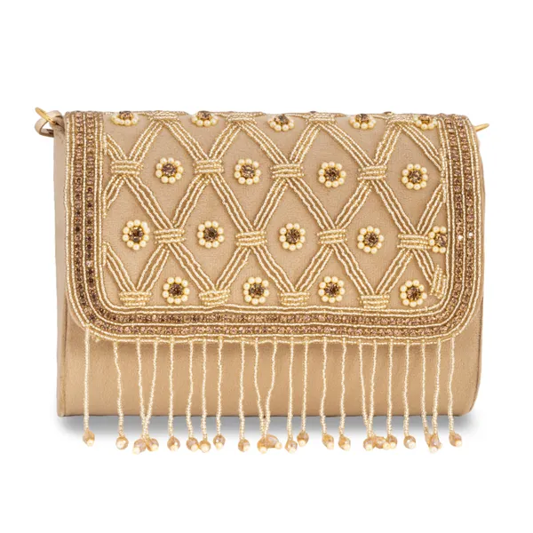 OSTY_MEHZA_Designer_Bridal_Clutch_with_Diamond_Zari_Embroidery,_Gold_Beaded_Fringe_&_Dual_Strap_|_Suede_Finish_Back