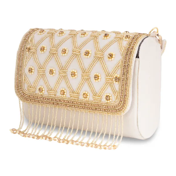 OSTY_MEHZA_Designer_Bridal_Clutch_with_Diamond_Zari_Embroidery,_Gold_Beaded_Fringe_&_Dual_Strap_|_Suede_Finish_Back
