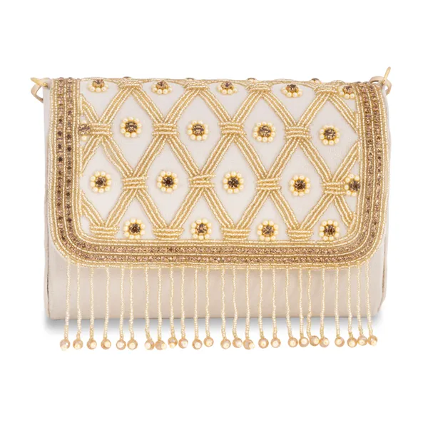 OSTY_MEHZA_Designer_Bridal_Clutch_with_Diamond_Zari_Embroidery,_Gold_Beaded_Fringe_&_Dual_Strap_|_Suede_Finish_Back