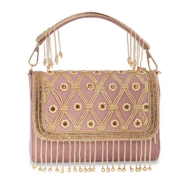 OSTY_MEHZA_Designer_Bridal_Clutch_with_Diamond_Zari_Embroidery,_Gold_Beaded_Fringe_&_Dual_Strap_|_Suede_Finish_Back