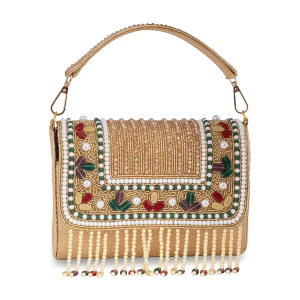OSTY_MYNQA_Luxury_Bridal_Zari_Handcrafted_Bag_with_Handle_&_Chain_–_Gold_Finish,_Multicolor_Beaded_Fringes