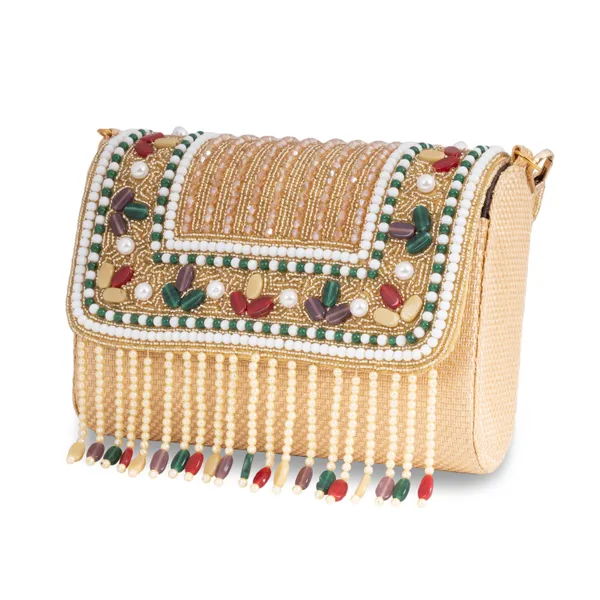 OSTY_MYNQA_Luxury_Bridal_Zari_Handcrafted_Bag_with_Handle_&_Chain_–_Gold_Finish,_Multicolor_Beaded_Fringes