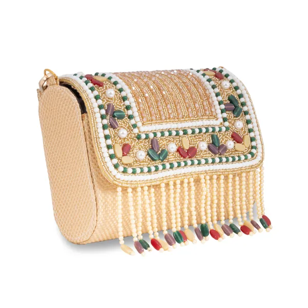 OSTY_MYNQA_Luxury_Bridal_Zari_Handcrafted_Bag_with_Handle_&_Chain_–_Gold_Finish,_Multicolor_Beaded_Fringes