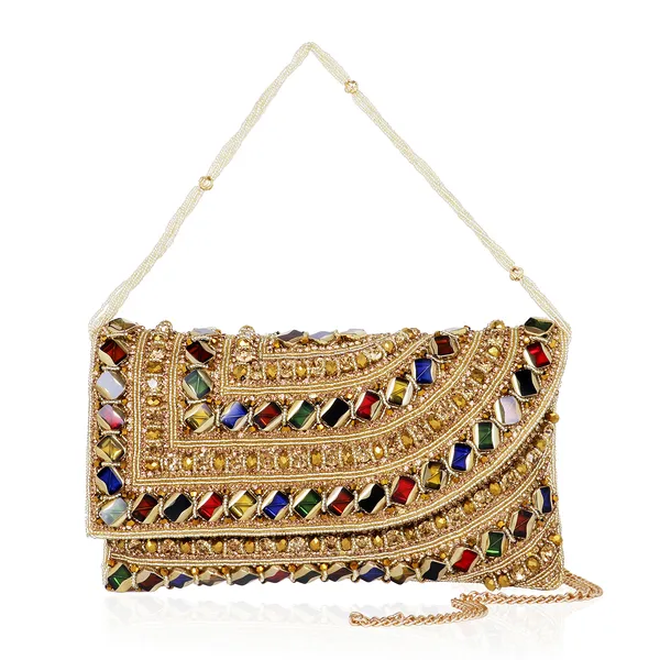 OSTY_SHAHANA_–_Luxe_Handcrafted_Multicolor_Bridal_Clutch_with_Pearl_Handle_&_Gold_Chain