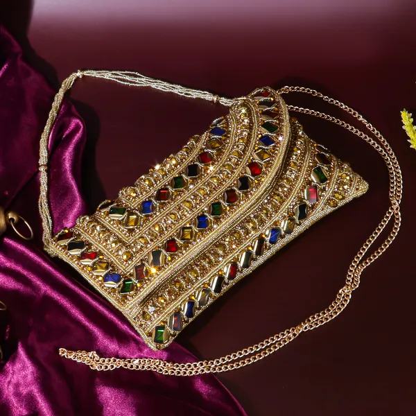 OSTY_SHAHANA_–_Luxe_Handcrafted_Multicolor_Bridal_Clutch_with_Pearl_Handle_&_Gold_Chain