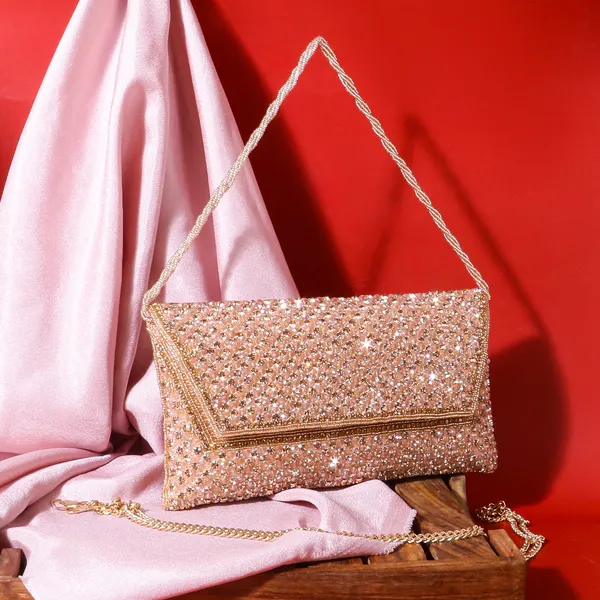 OSTY_SITARA_–_Premium_Hand-Zari_Embellished_Bridal_Clutch_with_Beaded_Handle_&_Gold_Chain
