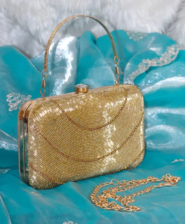 OSTY_ZAYLI_Premium_Hand_Zari_Embroidered_Bridal_Clutch_with_Gold_Handle_&_Sling_Chain_|_Evening_Party_Purse