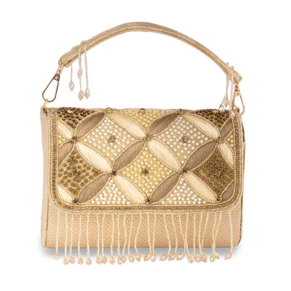 OSTY_ZAYRA_Premium_Bridal_Clutch_with_Zari_Embroidery,_Beaded_Fringe_&_Dual_Strap_|_Luxe_Golden_Clutch_with_Jute_Back