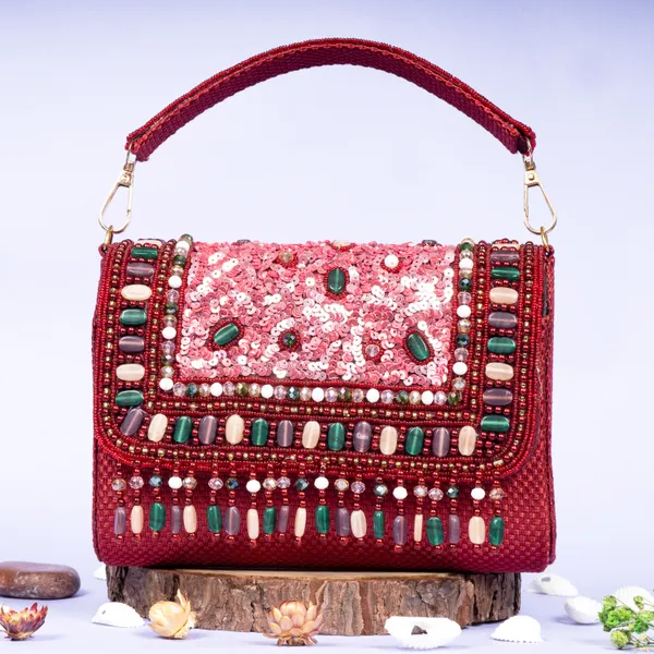 OSTY_KAHRAA_Designer_Zari_Embellished_Festive_Handbag_with_Dual_Strap_–_Handcrafted_Bridal_Sling_Bag_with_Beaded_Fringes