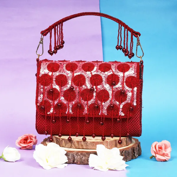 OSTY_LUMÉ_Bridal_Clutch_with_Spiral_Pearl_Zari_Work,_Sequin_Embellishment_&_Dual_Carry_Options_|_Jute_Back_Finish