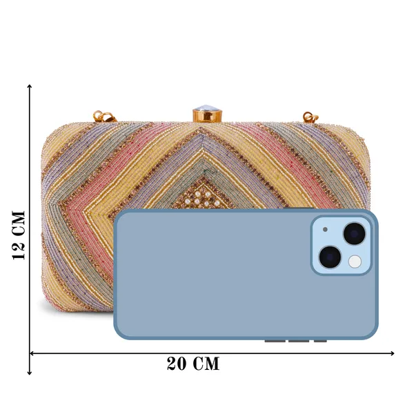 OSTY_AMOLYA_Handcrafted_Chevron_Zari_&_Pearl_Embroidered_Bridal_Clutch_|_Dual_Carry_–_Handle_&_Sling_|_Festive_Luxury_Purse