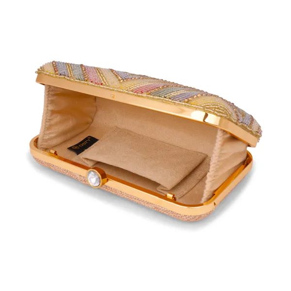 OSTY_AMOLYA_Handcrafted_Chevron_Zari_&_Pearl_Embroidered_Bridal_Clutch_|_Dual_Carry_–_Handle_&_Sling_|_Festive_Luxury_Purse