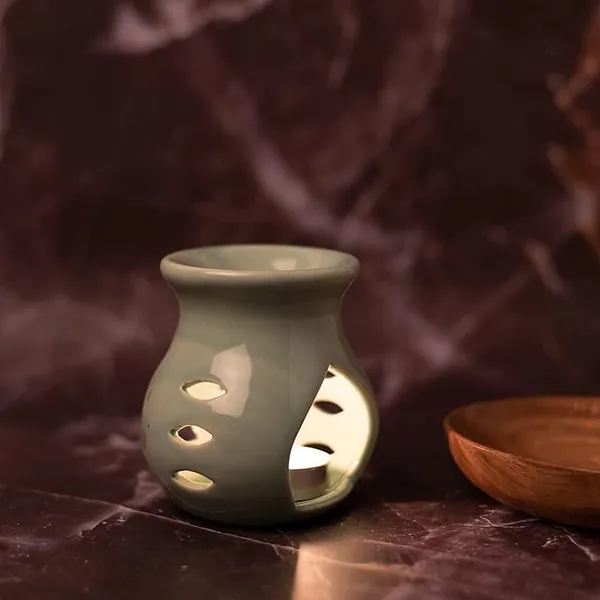 Ceramic_Tealight_Holder_[Green],_Decorative_Tealight_Holder_for_Home_D_cor/Office,_Best_Used_for_Meditation/Yoga/Peace_w/Vanilla_Fragrance_Oil_and_2_Tea_Lights,_3.5_x_3_INCH